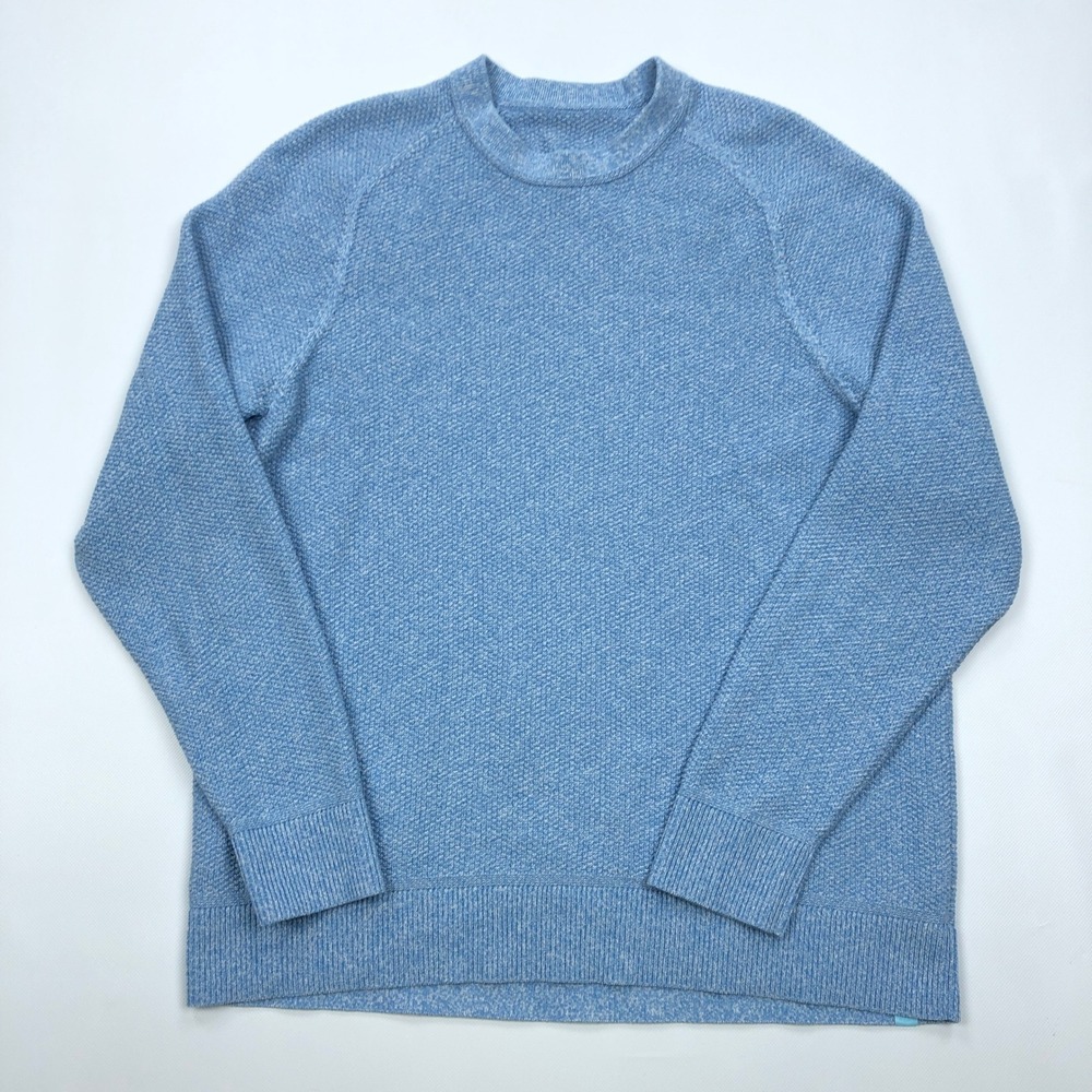 Lululemon Textured Knit Crewneck Sweater Mens Large Blue Coolmax LM3ENFS